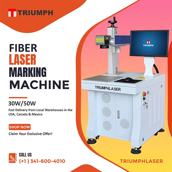 Ttriumph fiber laser marking machine,30W 50W laser engraving machine for metal